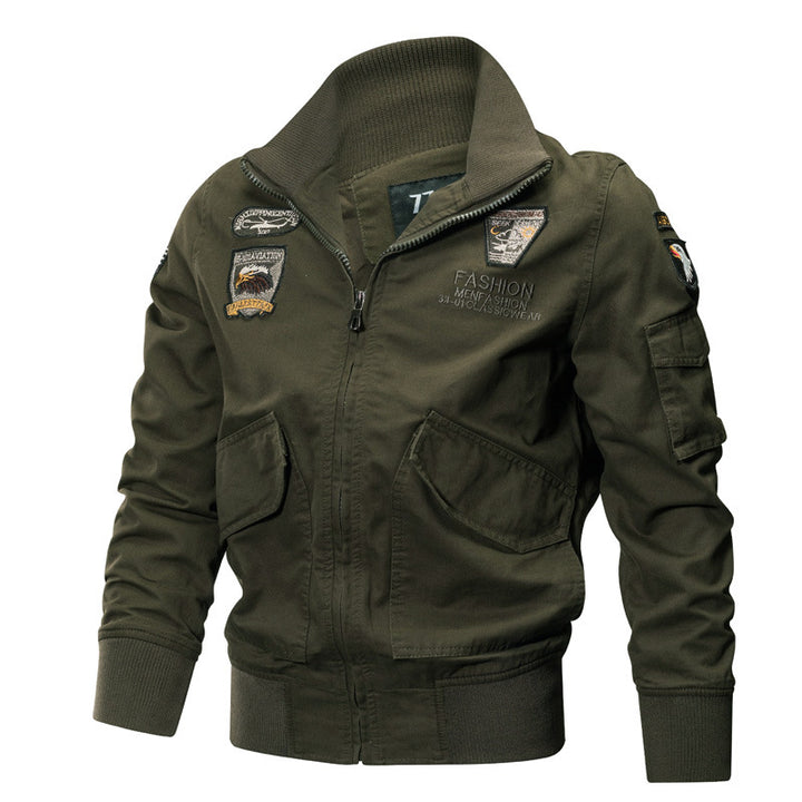 Herren nan leichte Utility Bomberjacke mit bestickten Abzeichen und Taschen Drune