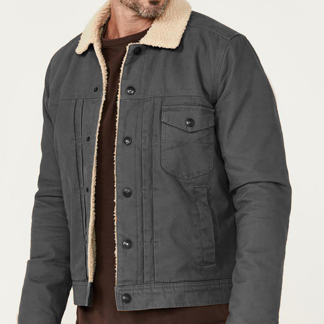 Herren gemusterte Baumwolljacke mit Fleecefutter Drune
