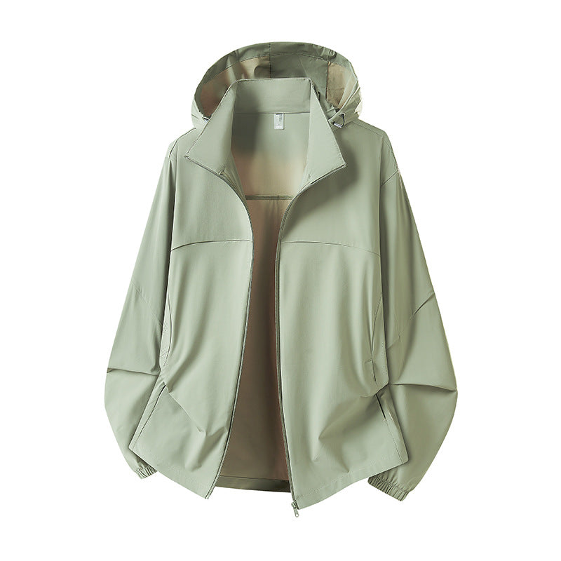Herren Leichte Kapuzen-Regenjacke mit atmungsaktivem Softshell-Material und elastischen Bündchen Drune