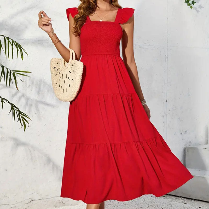Damen Sommerliches Maxikleid mit zauberhaften Rüschendetails Drune