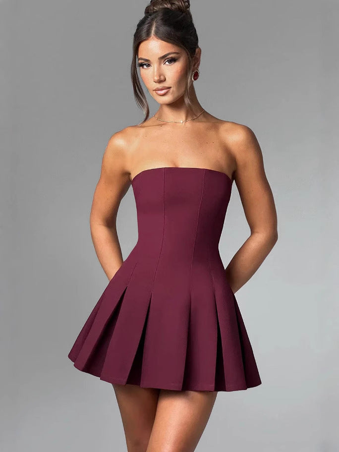Damen Bandeau-Hochzeitskleid mit voluminösem Rock und figurschmeichelndem Schnitt Drune