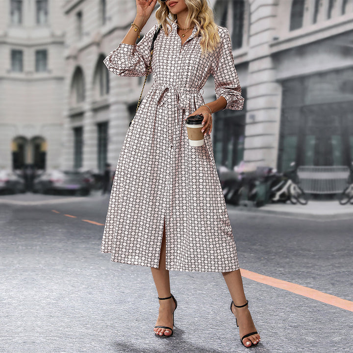 Damen Langarm Kleid mit Gürteldetail Drune