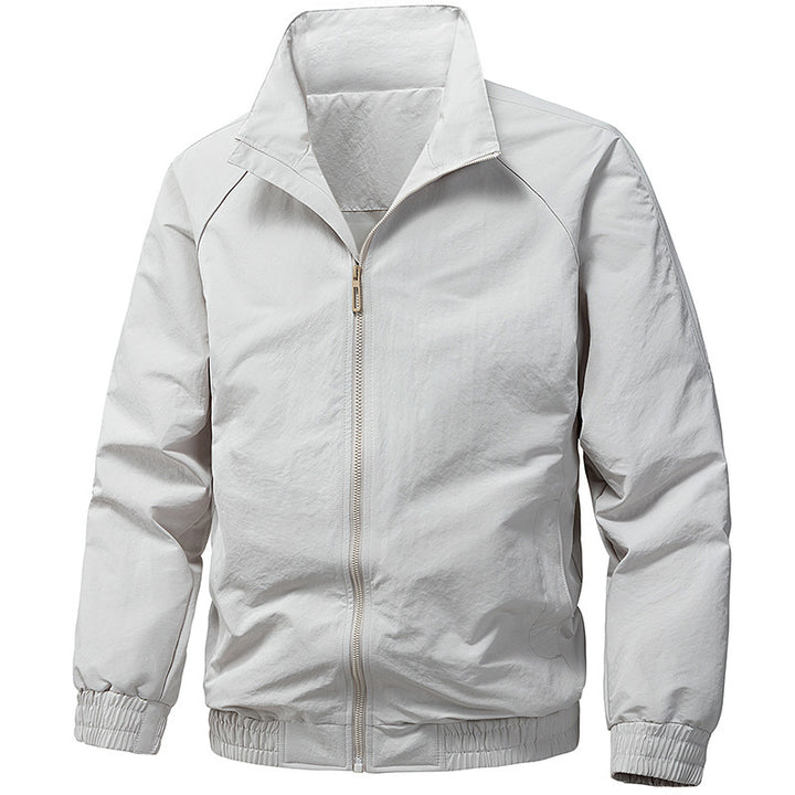 Herren Technische Microfaser-Softshelljacke im Bomberstil mit Stehkragen und Reißverschlusstaschen Drune