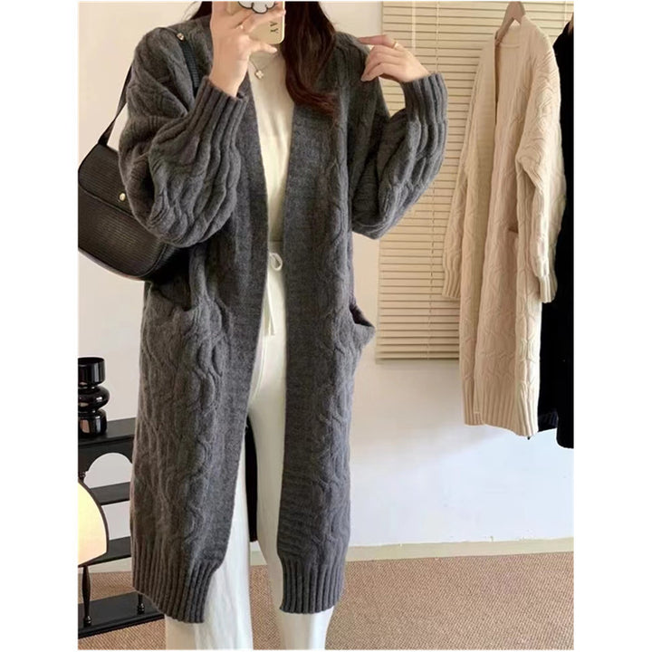 Damen Grobe Strickjacke mit Taschen und V-Ausschnitt Drune