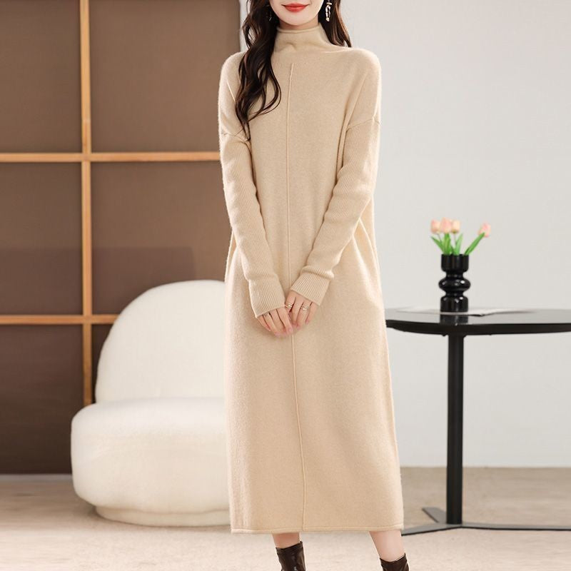 Damen Strickkleid mit hohem Kragen Drune
