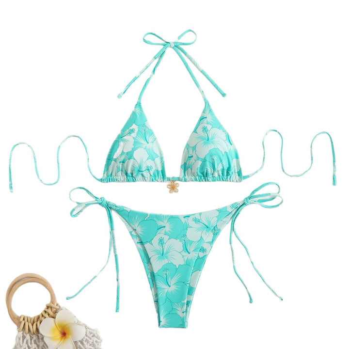Damen Triangel-Bikini mit zierlichen Blumendetails Drune