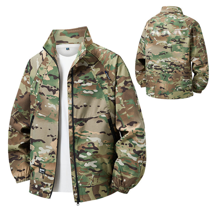 Herren leichte Outdoor-Jacke mit hohem Kragen Drune