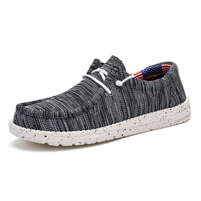 Herren Legerer Canvas-Mokassin-Slipper mit geflochtener Schnürung und gefleckter EVA-Sohle Drune