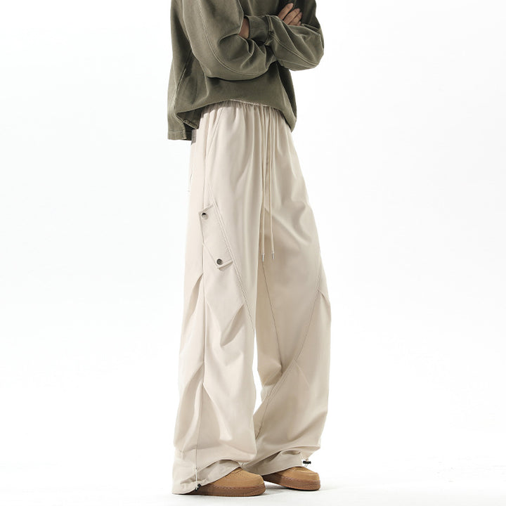 Damen Modische Cargo-Hose mit weitem Schnitt und elastischem Bund Drune