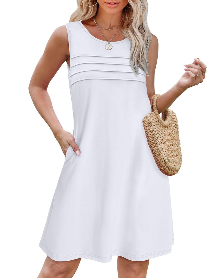 Damen Sommerkleid mit eleganter Faltenstruktur und praktischen Eingrifftaschen Drune