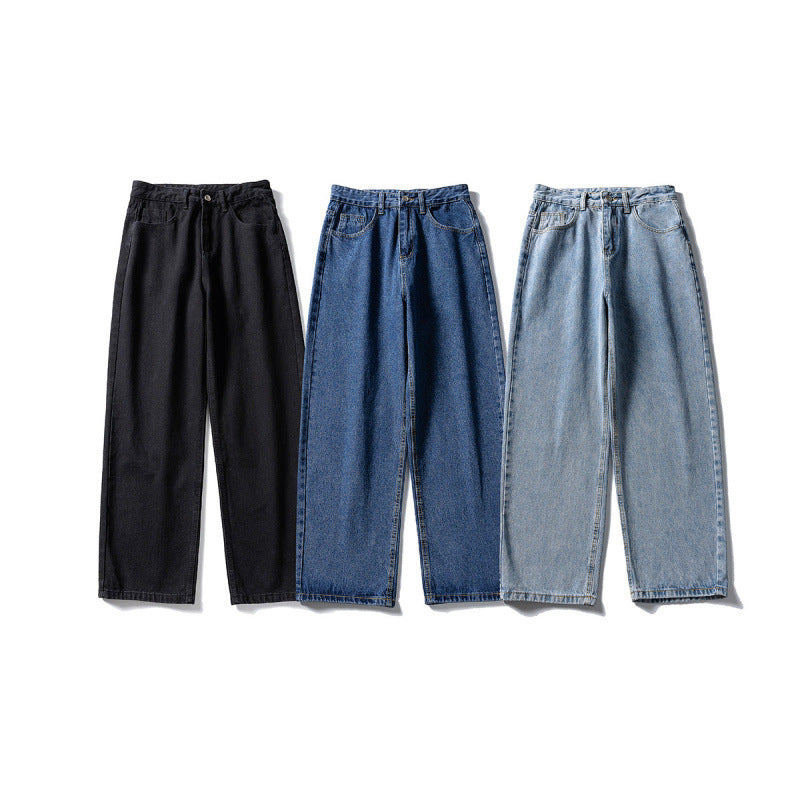 Damen Weitgeschnittene High-Waist Denim-Jeans mit geradem Bein Drune