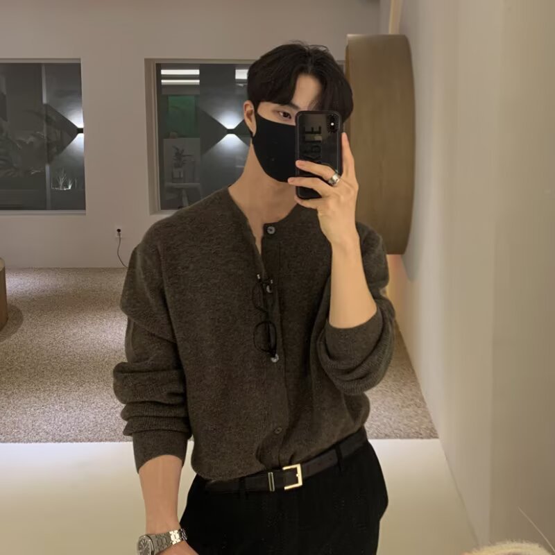Herren Stilvoller Langarm Cardigan Drune