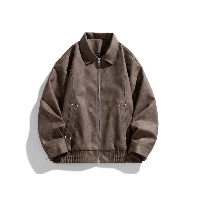 Herren Lässige Kunstlederjacke Drune