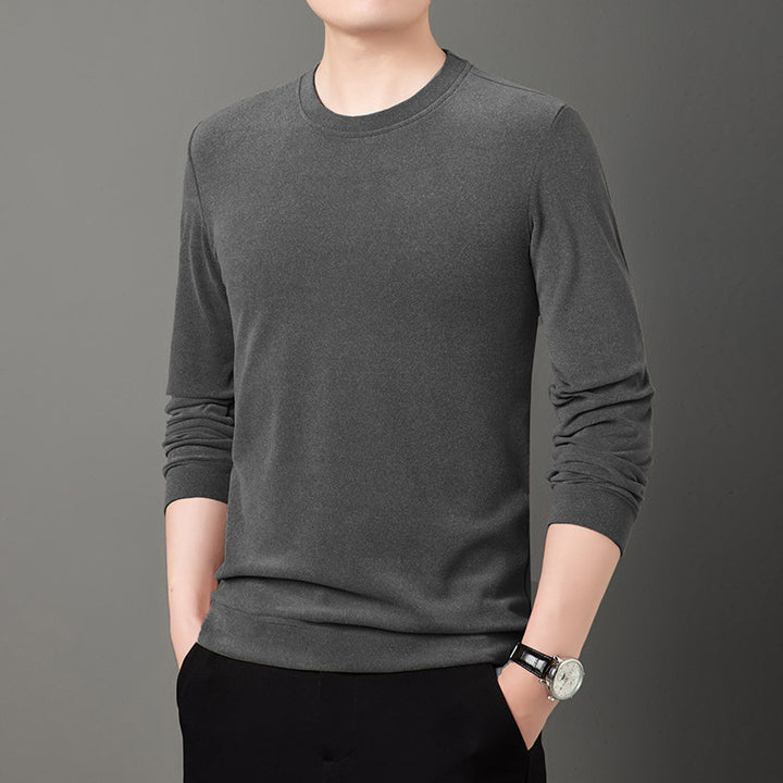 Herren Feiner Rundhals-Pullover aus leichtem Stretch-Strick mit schmaler Silhouette Drune
