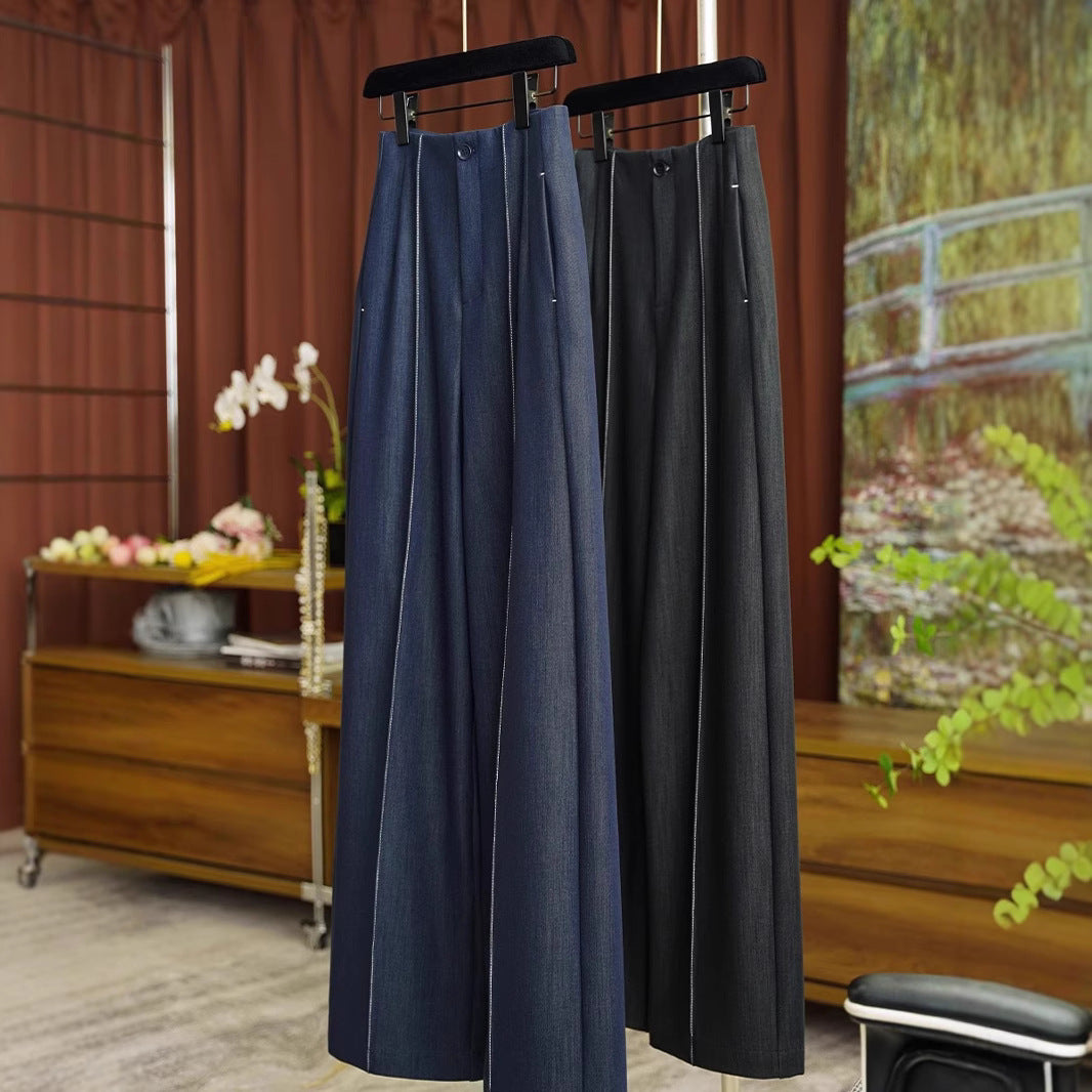 Damen Hochtaillierte weite Bundfaltenhose mit Bügelfalte und fließender Wide‑Leg-Silhouette Drune