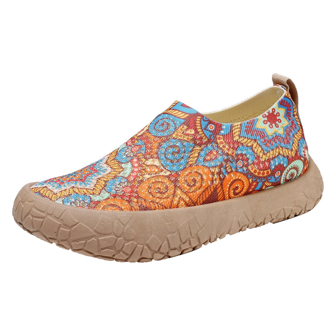 Damen Slip-On Freizeit-Schuhe mit Blumenmuster und rutschfester Sohle Drune
