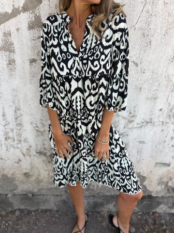 Damen lässiges Strandkleid mit hohen Seitenschlitzen und modischem Druckmuster Drune