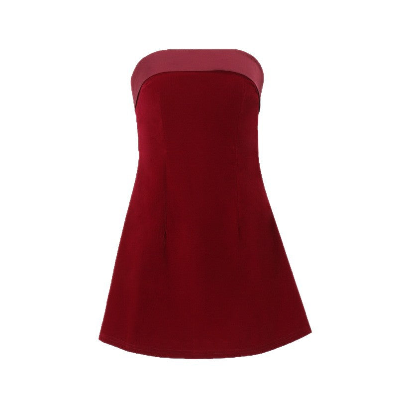 Damen Bandeau Minikleid mit Faltenwurf und elegantem Schnitt Drune