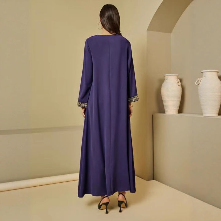 Damen Elegante Maxikleid mit bestickten Ärmeln Drune