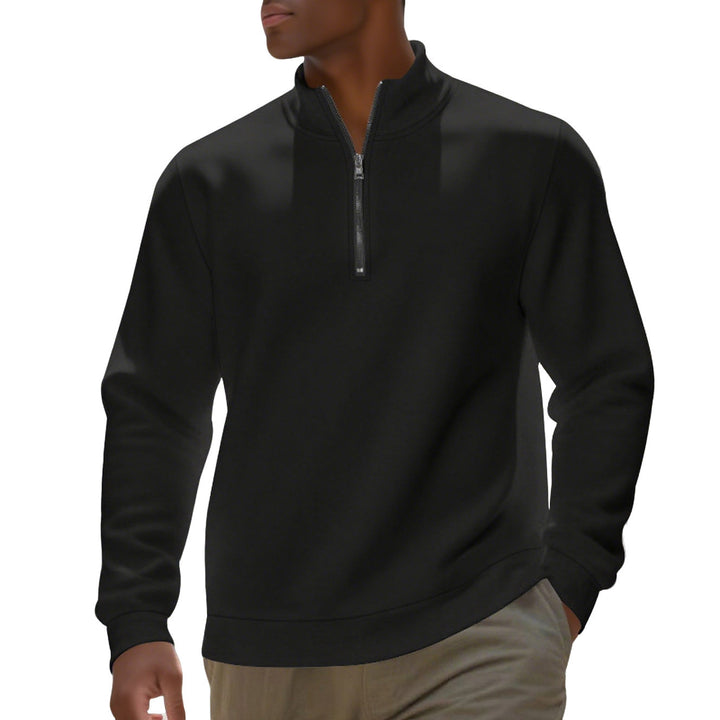 Herren nan Halbzip-Sweatshirt aus Baumwollmix mit Stehkragen, weichem Innenfutter und Rippbündchen Drune
