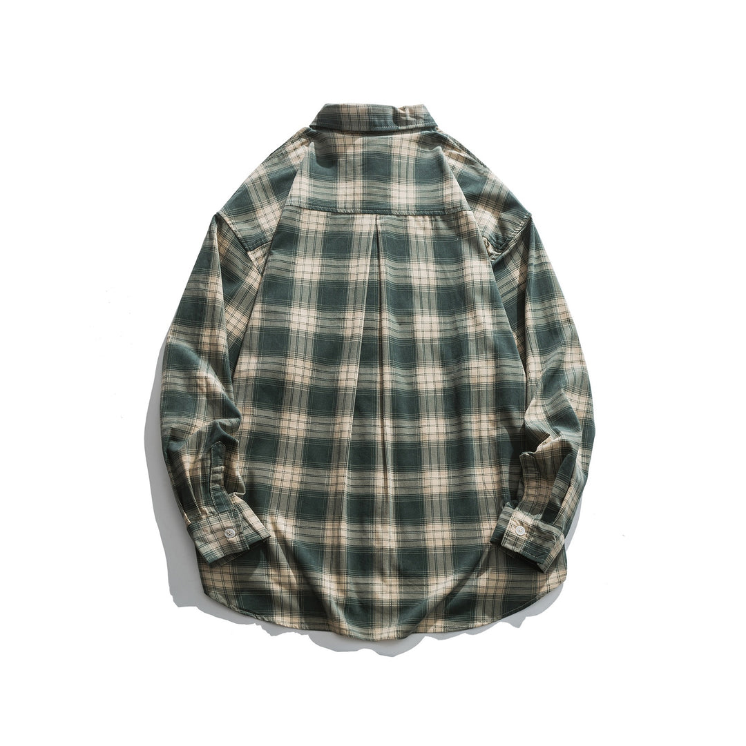 Herren Oversized Karo-Hemd aus leichter Baumwollmischung mit aufgesetzter Brusttasche und gerundetem Saum Drune