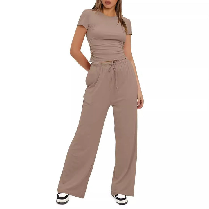 Damen Lässiges Lounge-Set mit weitem Oberteil und bequemen Hosen Drune