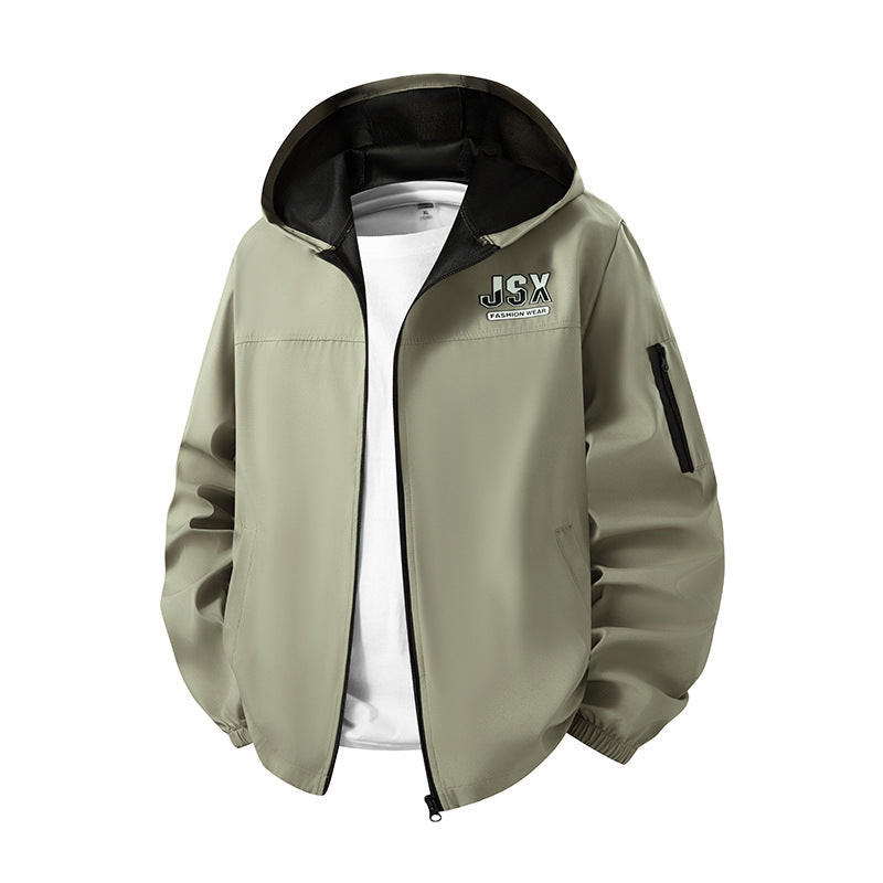Herren Sportliche Windbreakerjacke mit Kapuze Drune