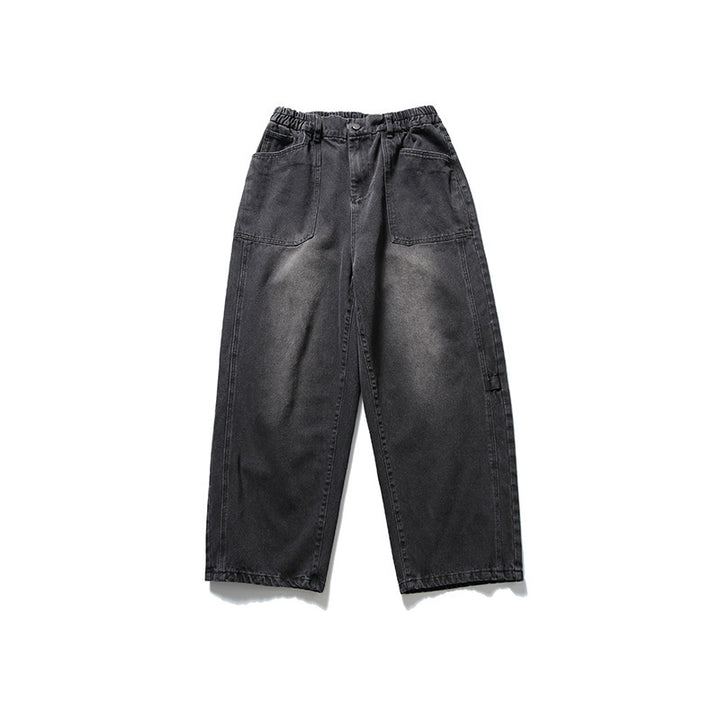 Damen Weite High‑Waist Denim‑Culotte mit elastischem Bund und aufgesetzten Taschen Drune