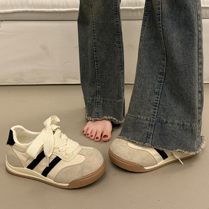 Damen Bequeme Sneakers mit elastischen Schnürsenkeln und dämpfender Sohle Drune