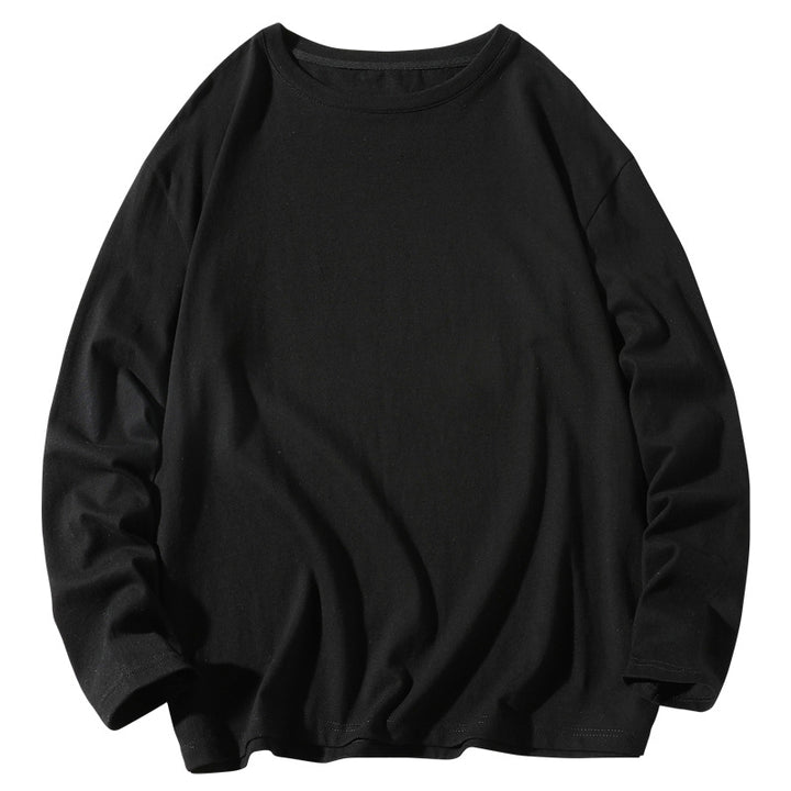 Herren nan lässiges Baumwoll-Basic-Langarmshirt mit Rundhals, Relaxed Fit und verstärkter Saumverarbeitung Drune