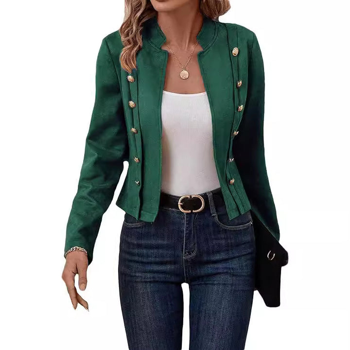 Damen modische Blazerjacke mit eleganten Knopfdetails Drune