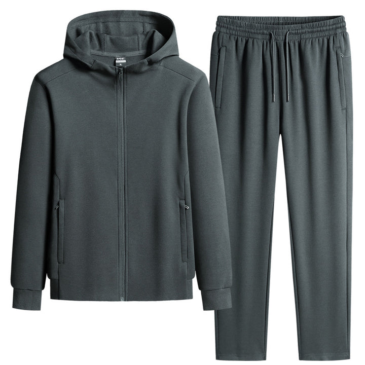 Herren zweiteiliges Kapuzen‑Trainingsset aus French‑Terry mit Reißverschlussjacke & konischer Jogginghose Drune