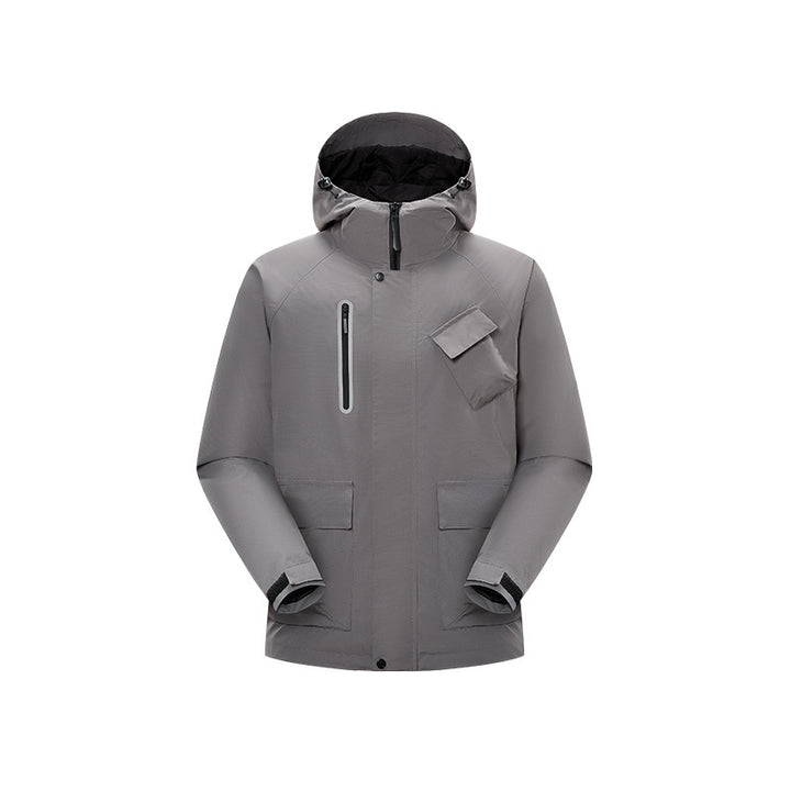 Herren Technische Regen‑Softshelljacke mit Kapuze, verschweißten Nähten und taktischen Taschen Drune