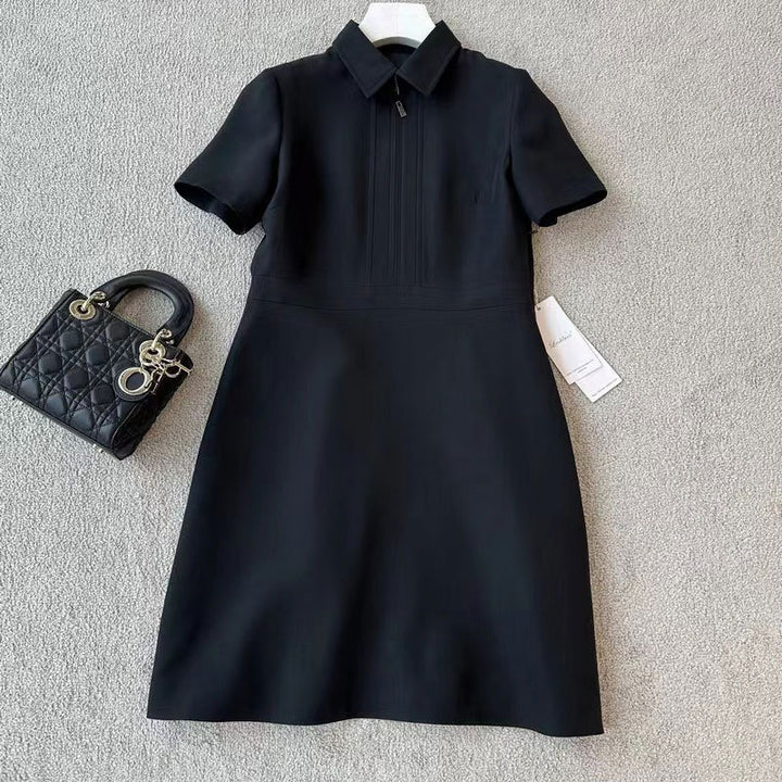 Damen Kurzärmeliges Hemdkleid mit verdecktem Zwei-Wege-Reißverschluss und taillierter Schnittführung Drune