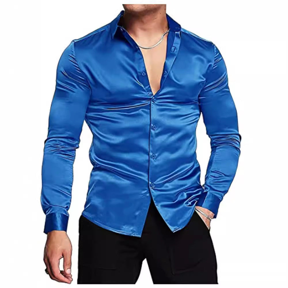 Herren Elegantes Hemd mit luxuriösem Satin-Finish und modernem Schnitt Drune