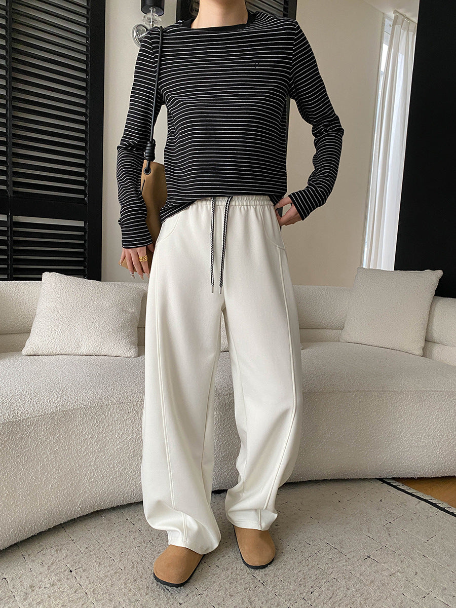 Damen lässige Sweatpants mit hohem Bund und weit geschnittenem Bein Drune