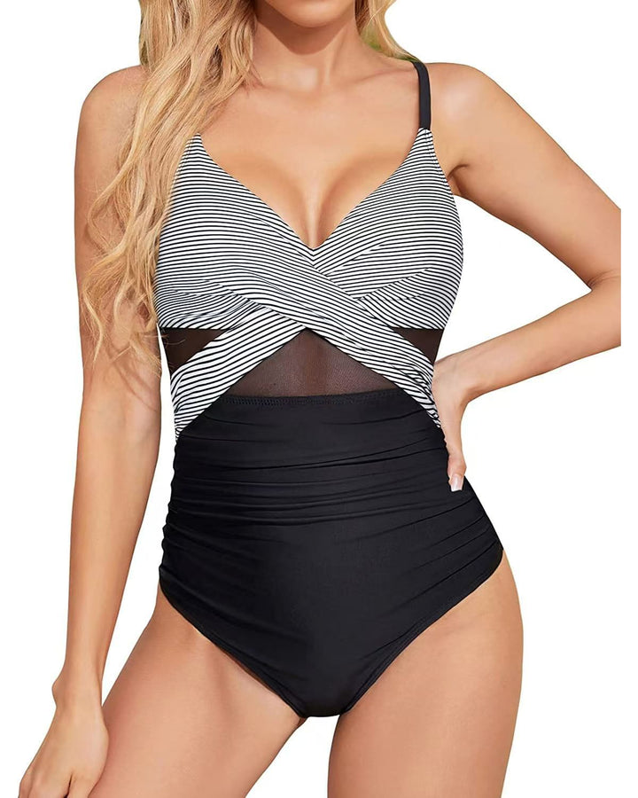 Damen Hochwertiger Einteiler Badeanzug mit trendigen Cut-Out-Details Drune