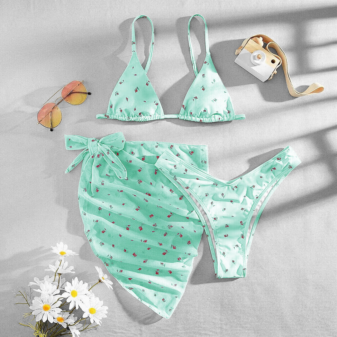 Damen Triangel-Bikini mit elegantem Chiffonüberwurf Drune