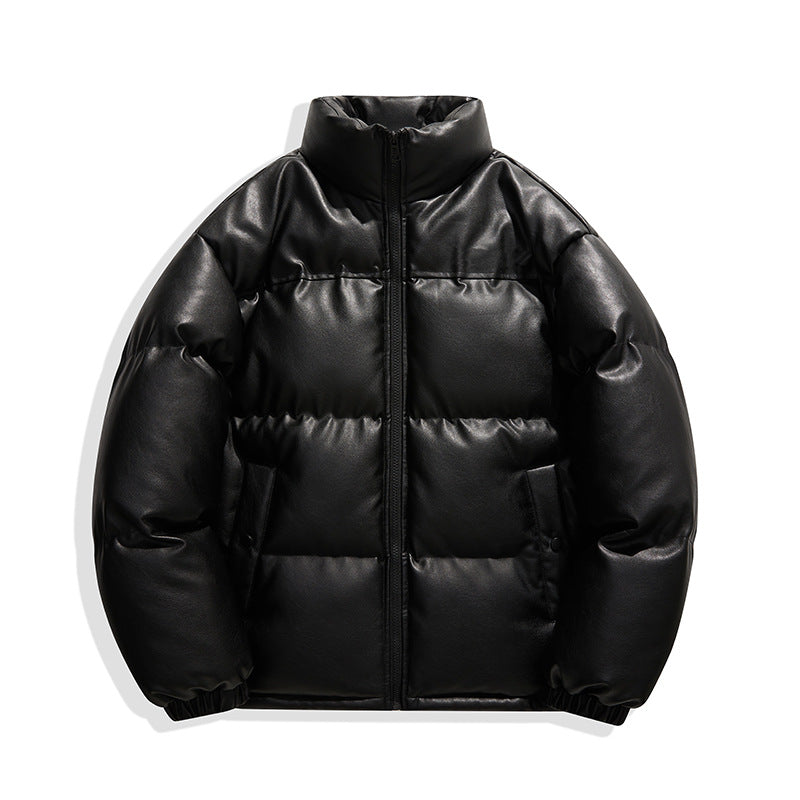 Unisex gesteppte Isolationsjacke mit Kunstleder-Schulterbesatz und hohem Stehkragen Drune