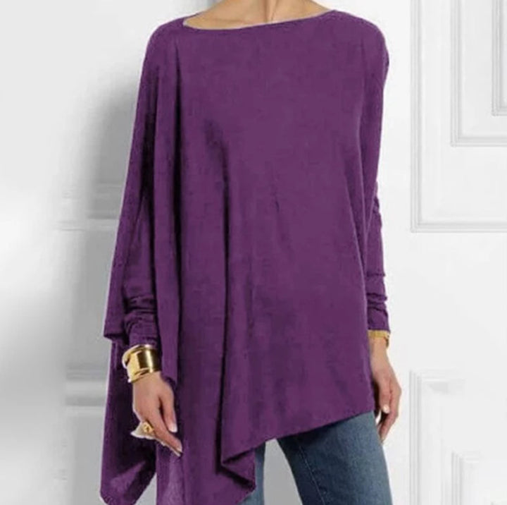 Damen nan drapierte Oversize-Tunika mit schrägem Zipfelsaum und weiten Fledermausärmeln Drune