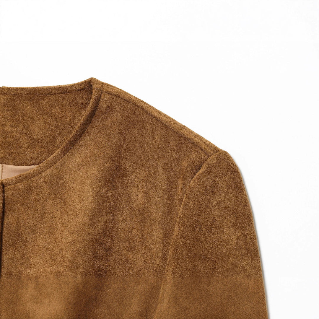 Damen Kurzjacke aus weichem Wildleder mit Knopfverschluss Drune