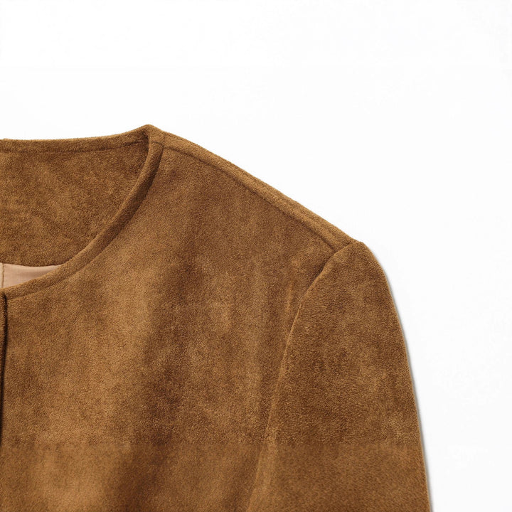 Damen Kurzjacke aus weichem Wildleder mit Knopfverschluss Drune