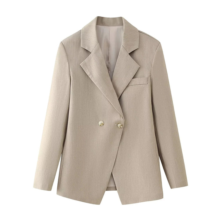 Damen elegante Doppelreiher Blazerjacke aus hochwertigem Stoff Drune