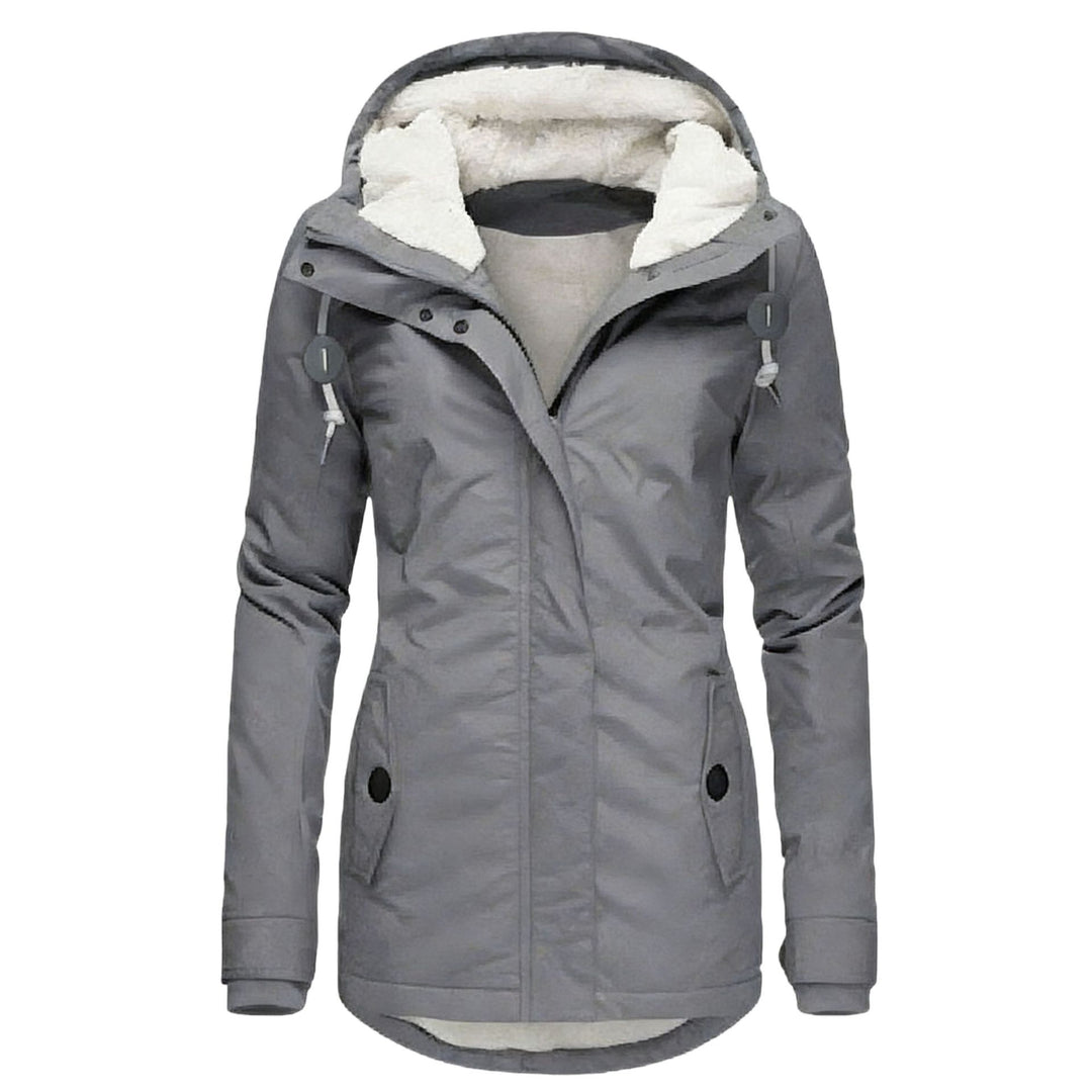Damen Wasserabweisender Parka mit Teddyfutter, Kapuze und Taillierter Passform Drune