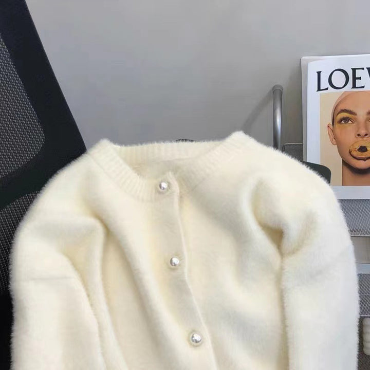 Damen Flauschiger Longpullover mit modernem Schnitt und Rundhalsausschnitt Drune
