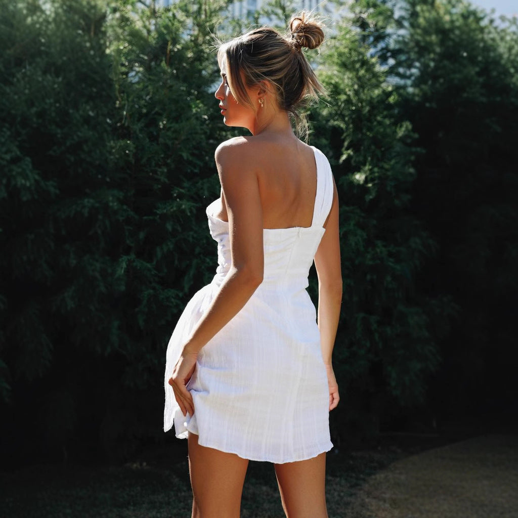 Damen Wickelkleid mit asymmetrischem Schnitt und elegantem Knoten Drune