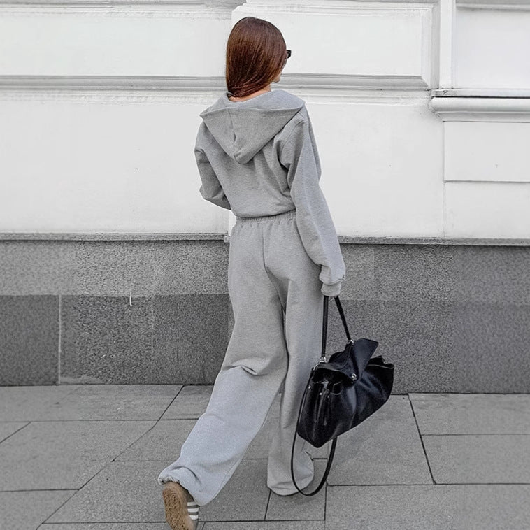 Damen trendiges und bequemes Cropped Sweatshirt mit passender Hose Drune