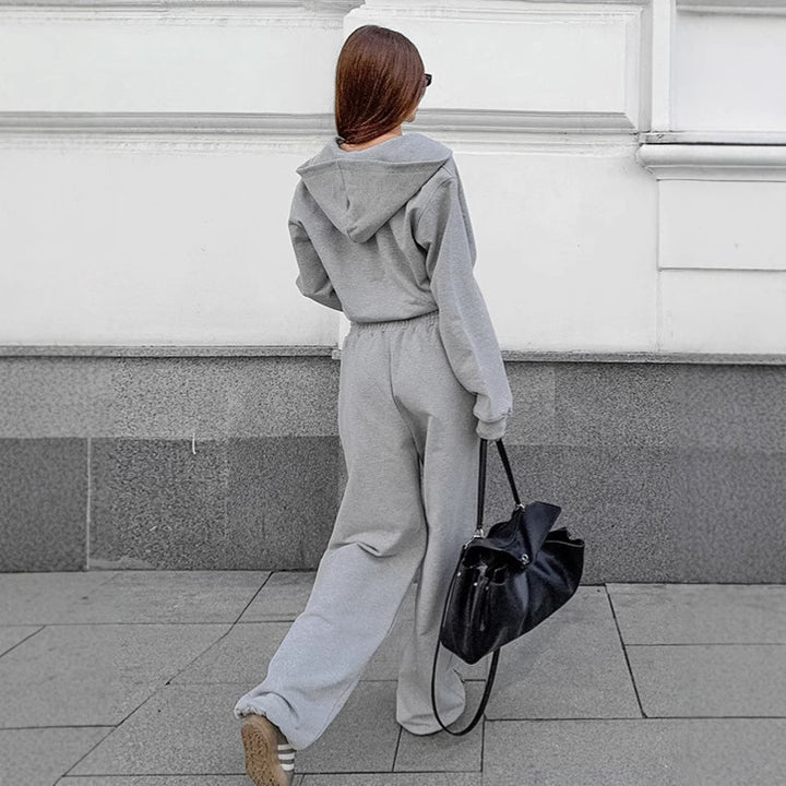 Damen trendiges und bequemes Cropped Sweatshirt mit passender Hose Drune