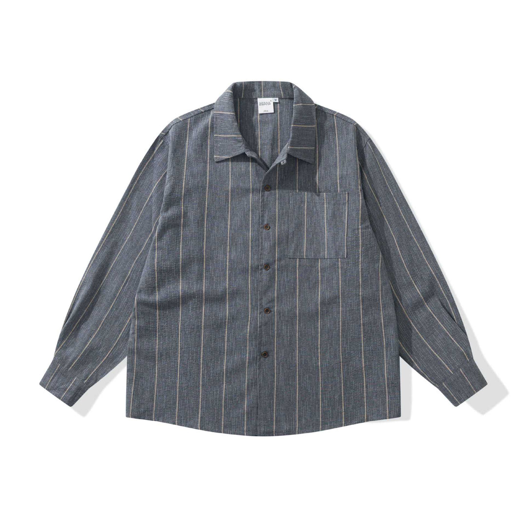 Herren Leichtes Overshirt im Relaxed‑Schnitt mit feiner Streifenstruktur Drune