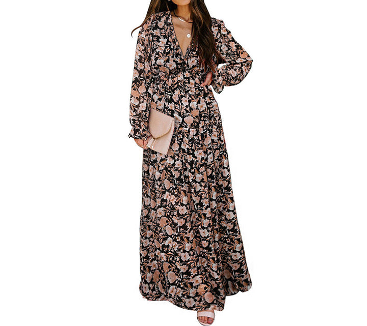 Damen Maxikleid mit floralen Mustern Drune